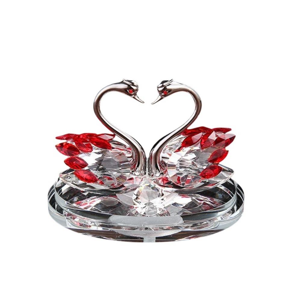 -encrusted Swan Figurines Exquisite Crystal Home Decoration Glass Swans  Car Interior
