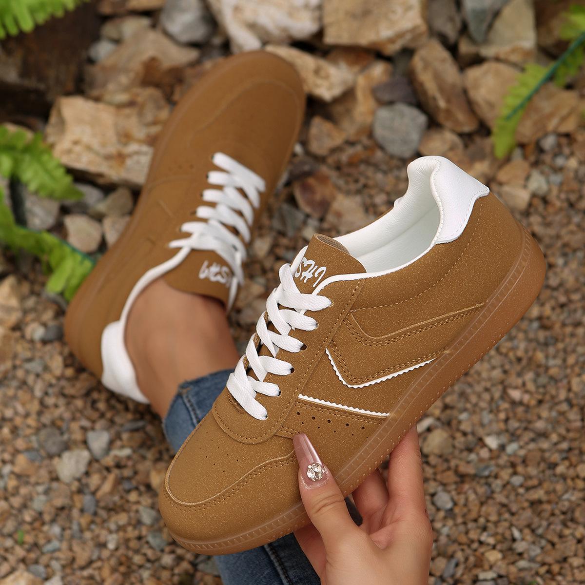 

Women s Casual Sneakers Spring/autumn Fashion Round Head Lace Up Running Shoes Woman Outdoor Sport Training Flats Plus Size 44 35 коричневый