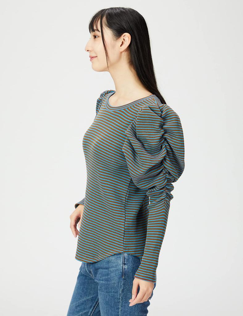 Snidel Waffle Volume Sleeve Top SWCT224168 BLU F Women's