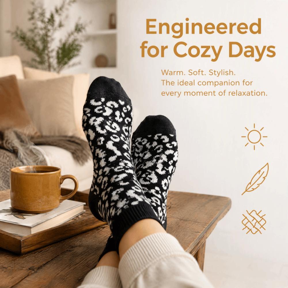 Mid-tube Length Thick Winter Socks Leopard Print Kawaii Socks Thermal Wool Socks Christmas Gift