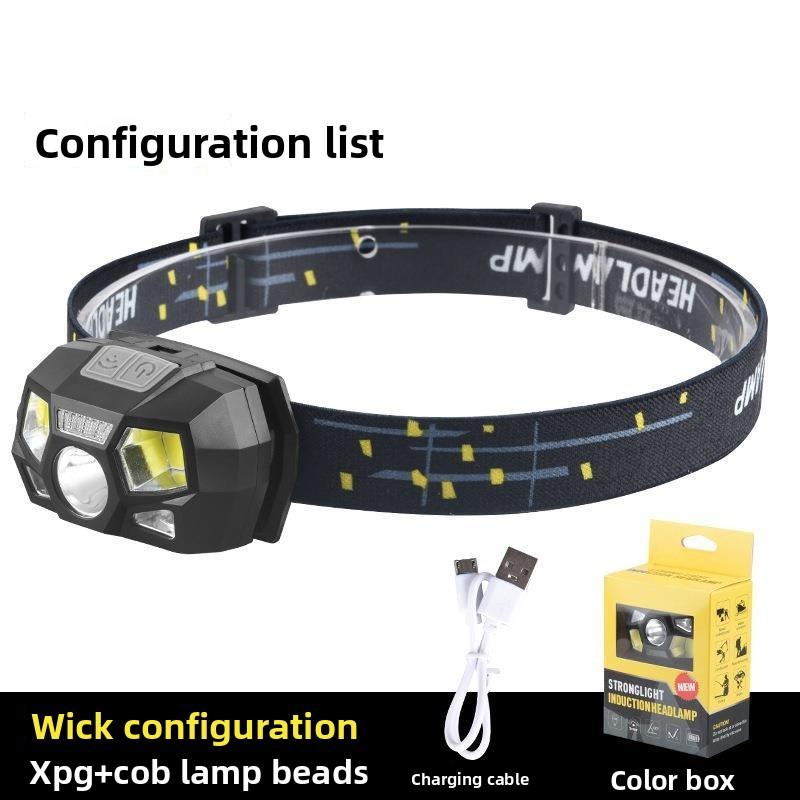 

USB Зарядка Мощный Свет Светодиодный Водонепроницаемый Индукционный Налобный Фонарь COB Налобный Фонарь для Бега USB Индукционная Зарядка Фонарь для Рыбалки