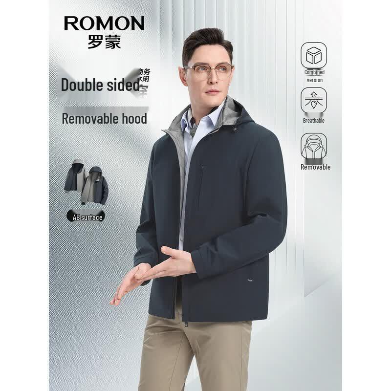 Romon Men s Milk Silk Business Casual Detachable Hood Jacket 3XL