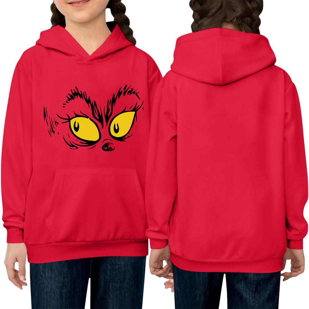 Children's Long-sleeved Loose-fitting Pullover Hoodie With Drawstring And Solid Color