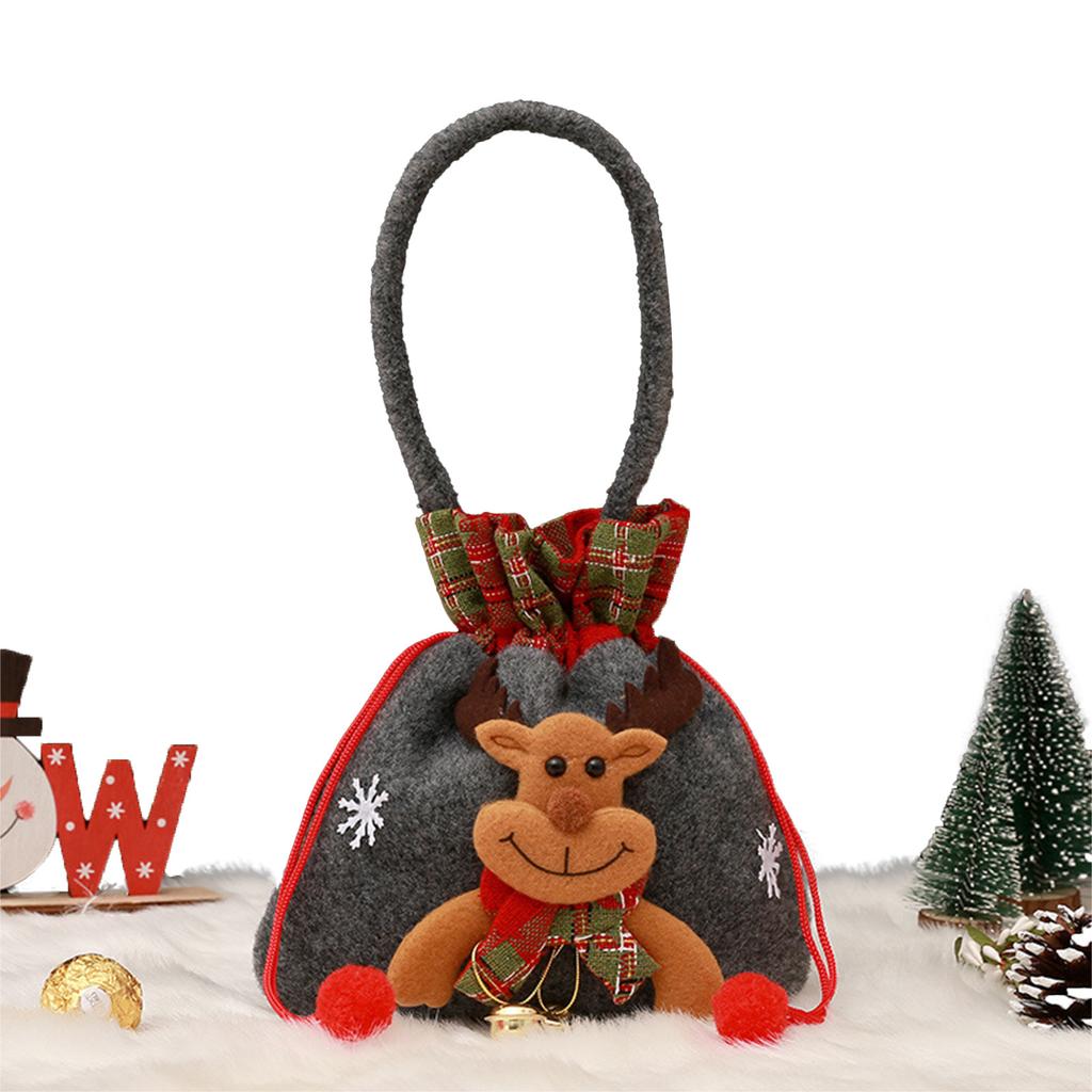 Christmas Eve Candy Bag with Cute Elk Doll Design Festival Gift Bag Suitable for Mantel Shelf Table