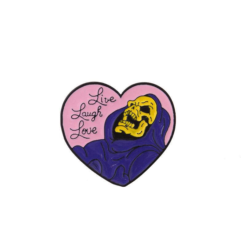 

Alloy Geometric Skull Wizard Heart Design Colorful Poison Cartoon Pin Brooch