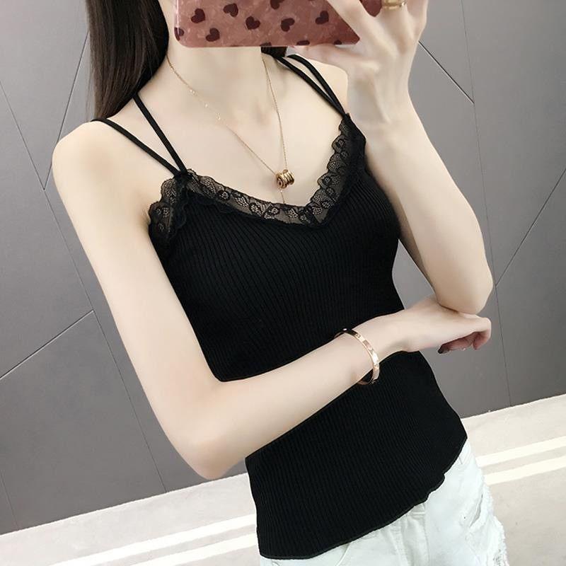Modal Cotton Lace Trim V-Neck Camisole - Women's Versatile Spring & Autumn Top