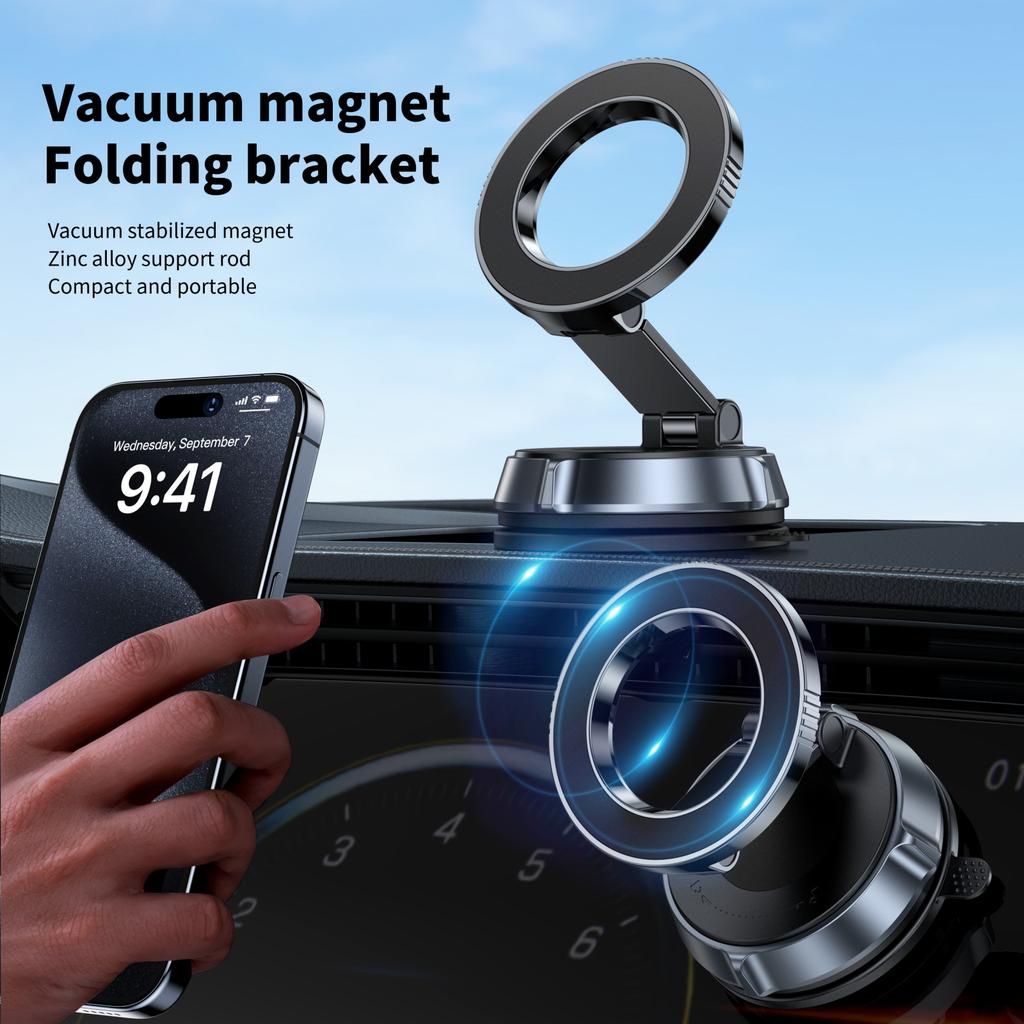 Ultra Magnetic Phone Holder Foldable Car Phone Mount Dashboard Phone Bracket 360 Degree Rotation Vacuum Suction Cup GPS Stand