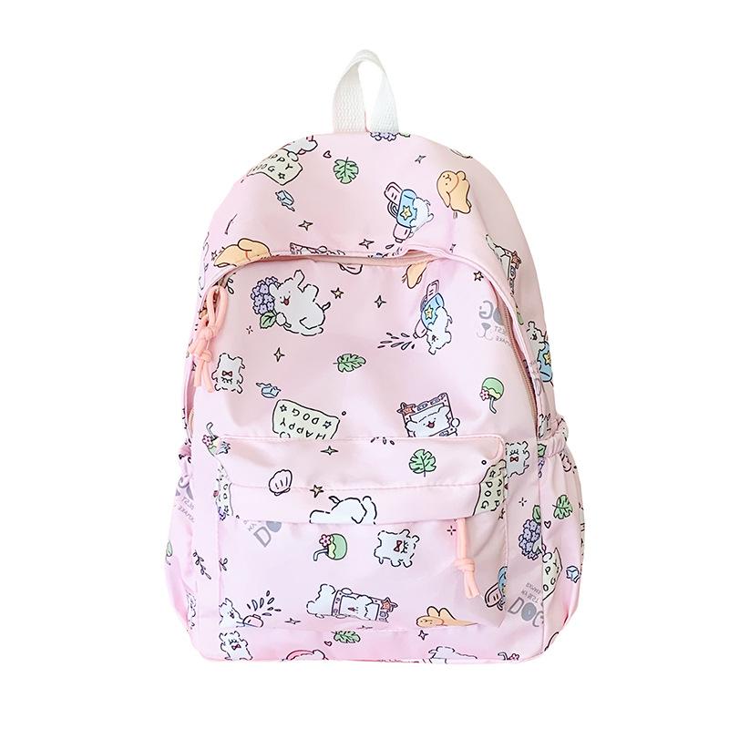 Korean Version of Cartoon Printed Backpack Large Capacity Student Backpack Going Out Travel Bag Junior High School High Value Backpack Men and Women