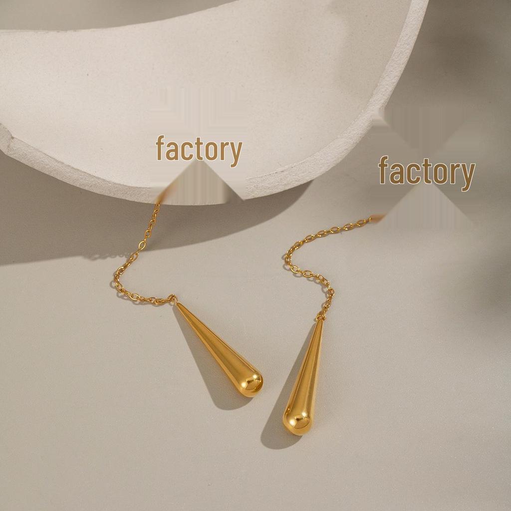 Xia Ling Stainless Steel Teardrop Tassel Y-Chain Necklace Bracelet 18K Gold Fashion Jewelry for Women