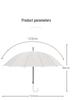 Large Windproof Umbrella: 16-Rib, Long-Handle, Solid Color, Automatic, for Women & Men