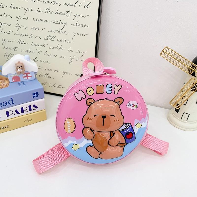School Bag New Cartoon Hard Shell Small Round Bag Kapibara Cute Eggshell Small School Bag Boys and Girls Snacks Backpack