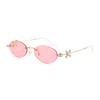 Jennie Style Frameless Oval Sunglasses with Rhinestones & Anti-Blue Light Lenses