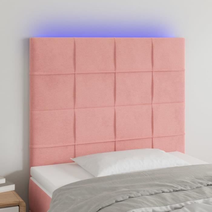 3122465 vidaXL LED Headboard Pink 90x5x118-128 Cm Velvet