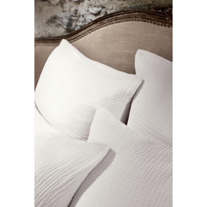 Taie d'oreiller "Ina" toutes dimensions "Quadruple Gaze de Coton" l'Effet Papillon - 60x60 - Blanc
