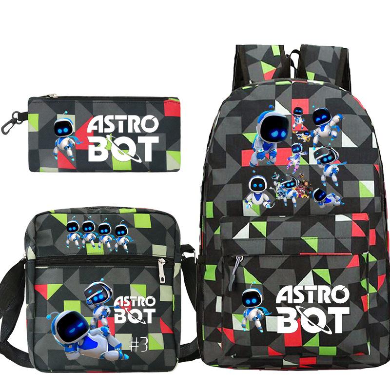 Astro Bot Printed Fashion Children's Backpack Cross-border Large-capacity Primary and Secondary School Student Casual Schoolbag Set