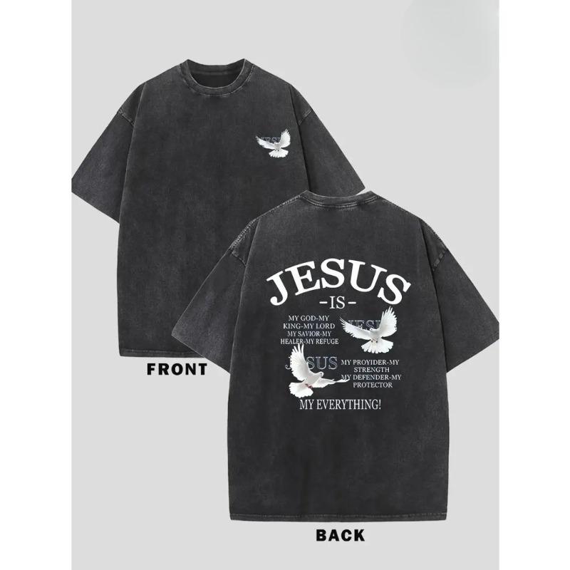 

European sizes Men S T-shirt with Front and Back Printed Patterns - Loose, Trendy, Oversized Style in Retro Distressed Look, Versatile for Casual Wear S чёрный