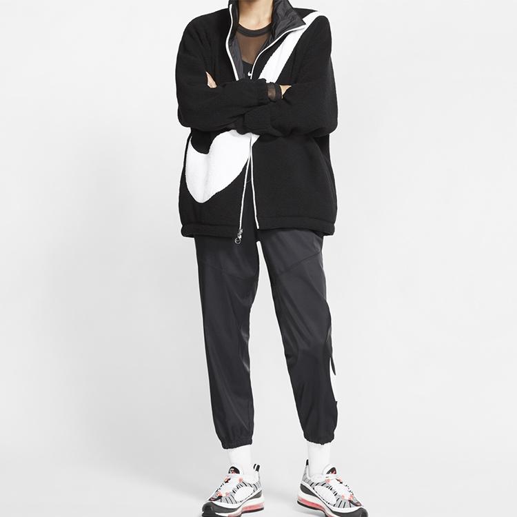 Nike Big Swoosh Logo Fleece Reversible Jacket With Extra Lining, U.S. Edition, Winter Women Jacket Black CI8937-010
