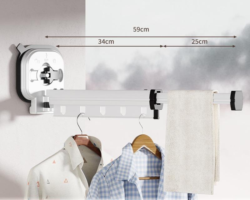 Retractable Drying Rack Suction Cup No Punching Aluminum Alloy Wall Mounted Portable Folding Laundry Hangers for Travel Home 24370₽