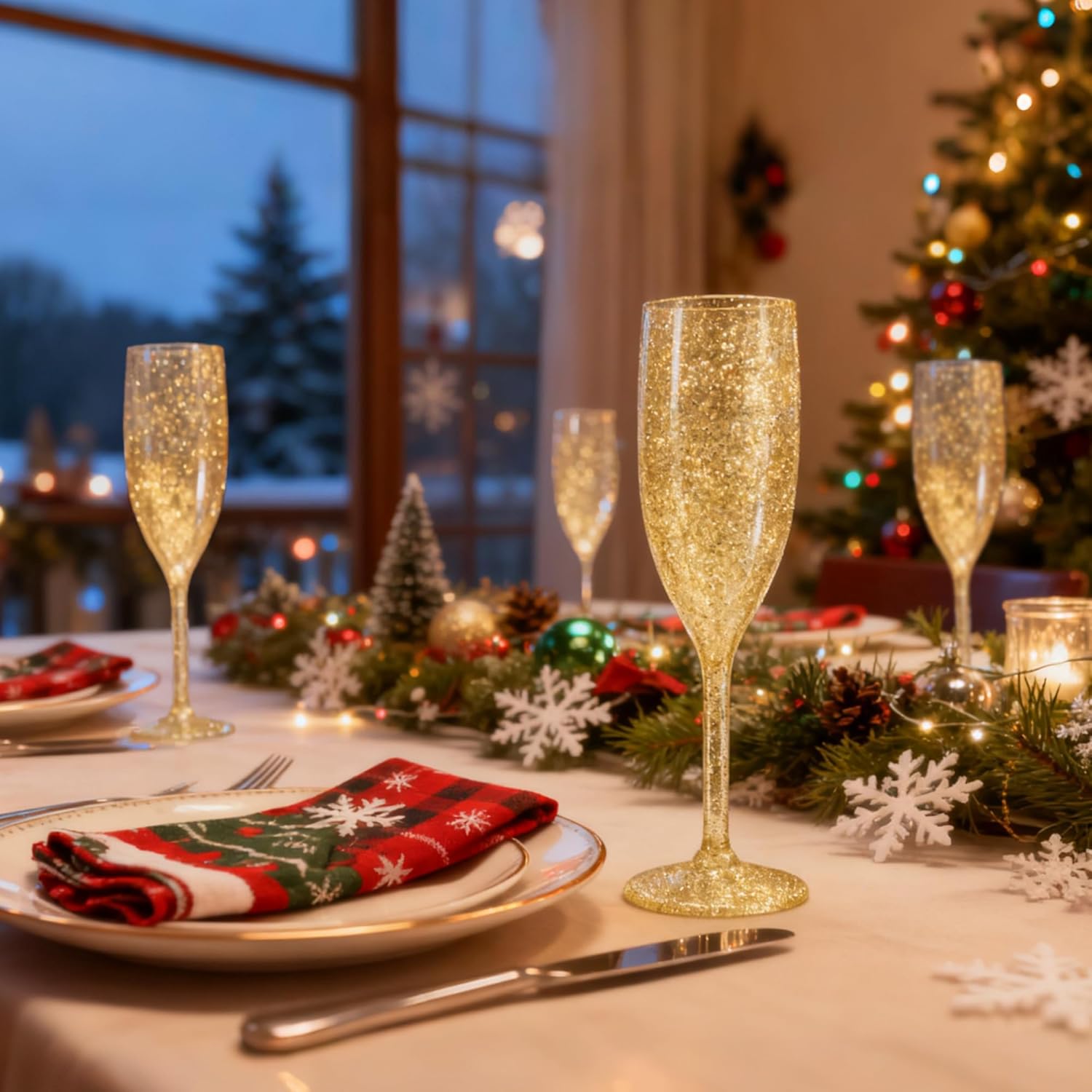 

24 шт. Золотые бокалы для шампанского, Одноразовые пластиковые бокалы для свадьбы и вечеринки United States