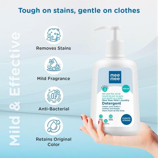 Mee Mee Baby Liquid Detergent 500 Ml | Ph Balanced, Free from Harsh Chemicals, Safe for Mother's Hands & Baby's Skin | Anti-Bacterial, Removes Stains