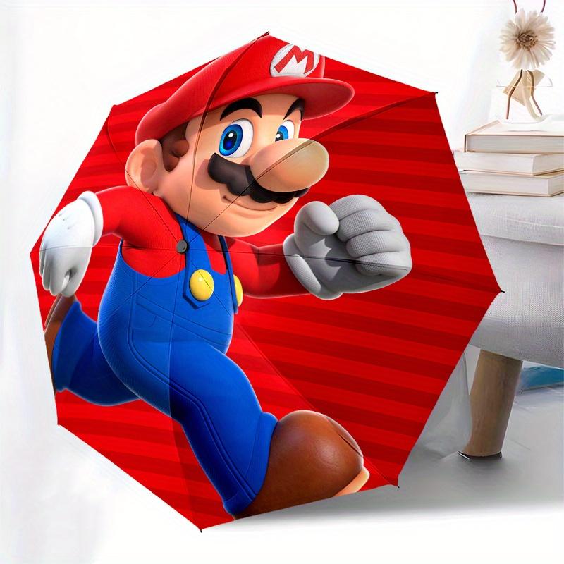 Super Mario Running Icon T-Shirt Videospiel-Merchandise Regenschirm, Tragbarer 3-fach kompakter Regenschirm für Damen & Herren, S38