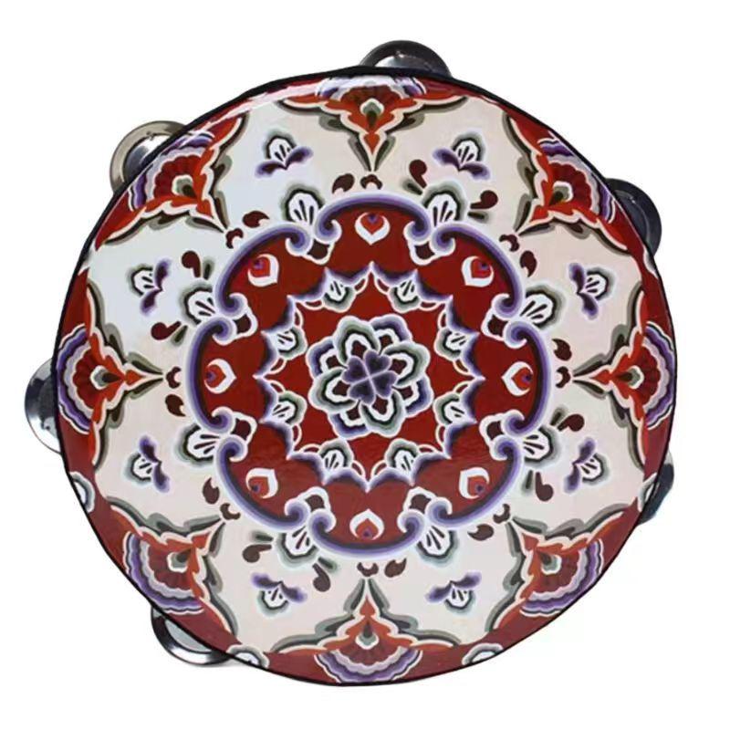 Children's Professional Percussion Instrument: 6, 7, 8 Inch Hand Drum, Jingle Tambourine for Dance & Exam
