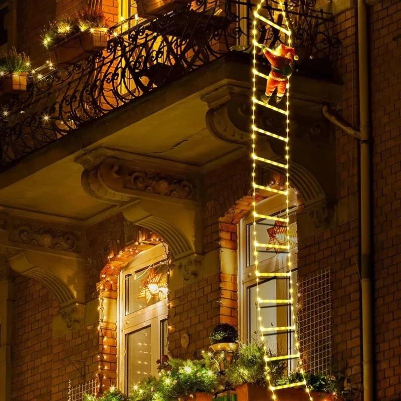 Santa Claus Climbing Ladder Outdoor Christmas Decoration Home Garden Cristmas Tree Ornement New Year Gift Xmas Tree Decor