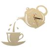 Diy Acrylic Coffee Cup Teapot 3D Wall Clock Decorative Kitchen Wall Clocks Decor