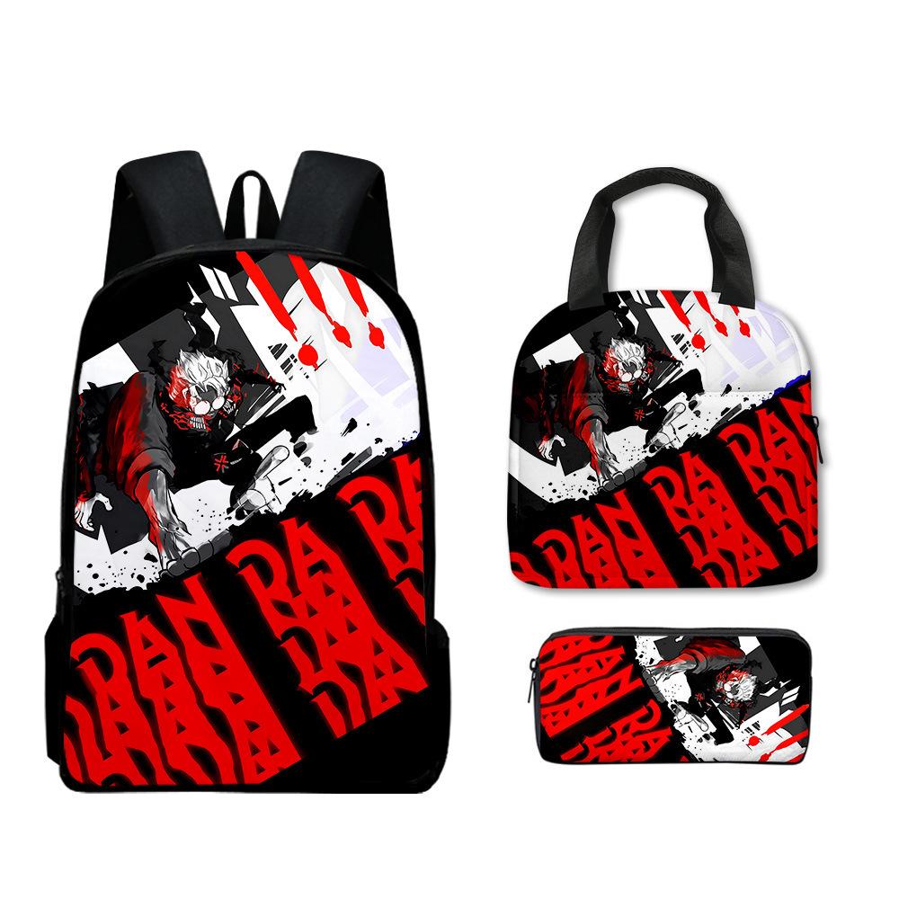 3D Bold Party Dandadan Backpack School Bag Children S Lunch Bag Pencil Case Three-Piece Set pencil case