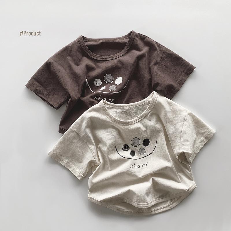 Children's Summer Thin Cotton T-Shirt - Korean Style, Short Sleeve, Trendy Design for Toddlers (3+), Boys & Girls