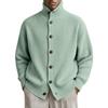 Cardigan in maglia casual e rilassato da uomo -colore, Cappotto con bottoni a maniche lunghe a righe, collo alto, a maglia grossa da uomo