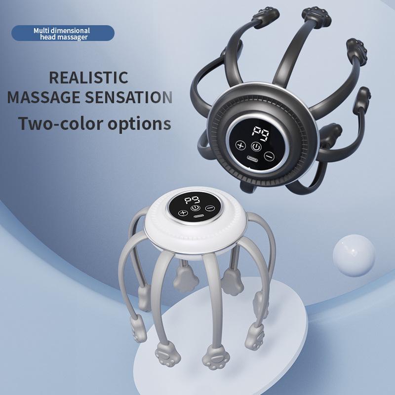Cross-Border Automatic Octopus Head Massager: Full Head Kneading Vibration Massage Device