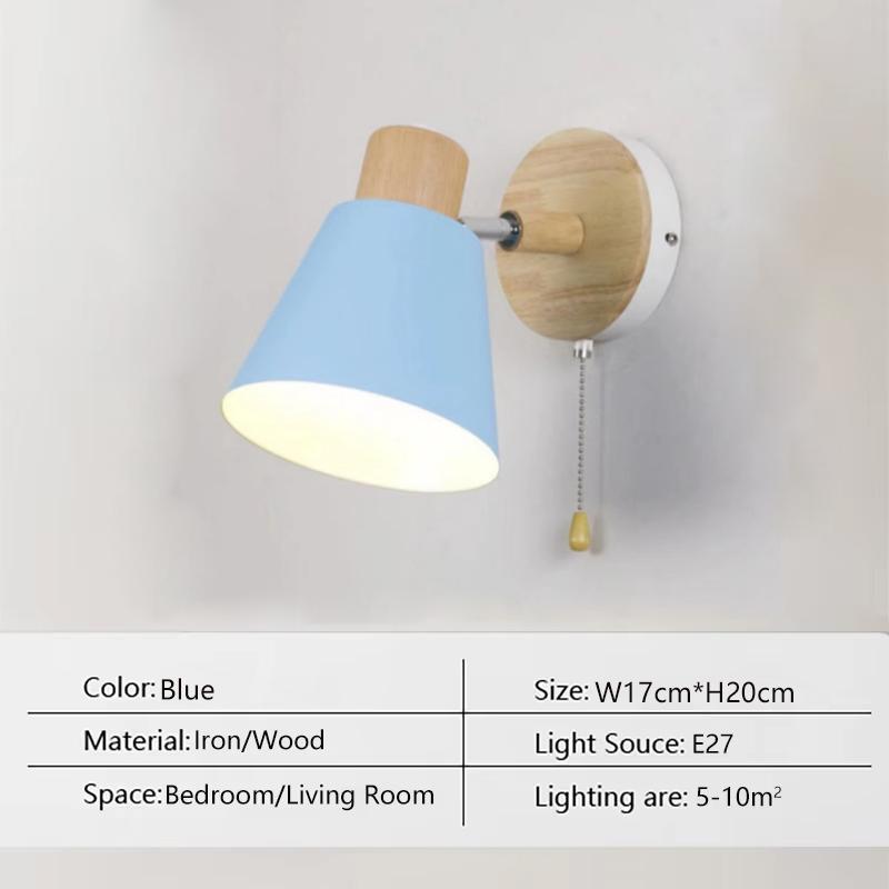 Nordic LED Wall Sconce Minimalist Iron with Switch E27 Wall Lamp For Bedroom Bedside Study Office Indoor Illumination Fixtures
