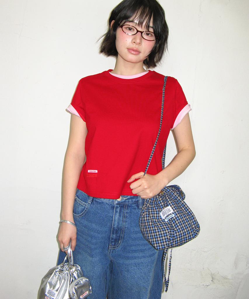 RONRON Mini Label Crop Short Sleeve Red