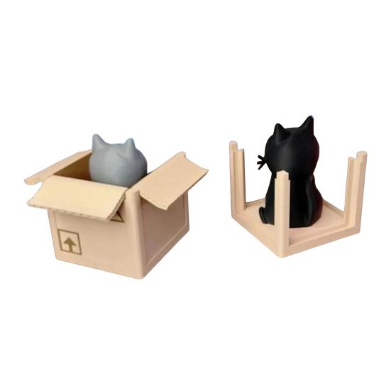 4 stk Søt Katt Boks Brikkesett Katteformede Brikker Sklisikre Varmeunderlag Kattunge i Boks Brikker Skrivebord Kaffebord Dekor for Katteelskere