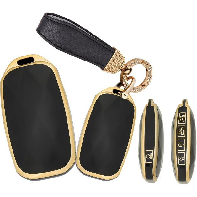 

ontto 5-Button Smart Remote Key Protector Key Case Fit for Genesis GV60 GV70 GV80 GV90 G70 G80 G90 2026 2025 2024 2023 2022 2021,Soft and Lightweight Keychain-A-black
