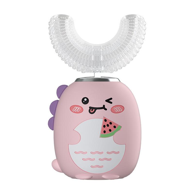 Cartoon Dinosaur U Shape Kids Electric Toothbrush For Ages 3 To 12 With Toothpaste Rechargeable Waterproof Sonic Power Battery