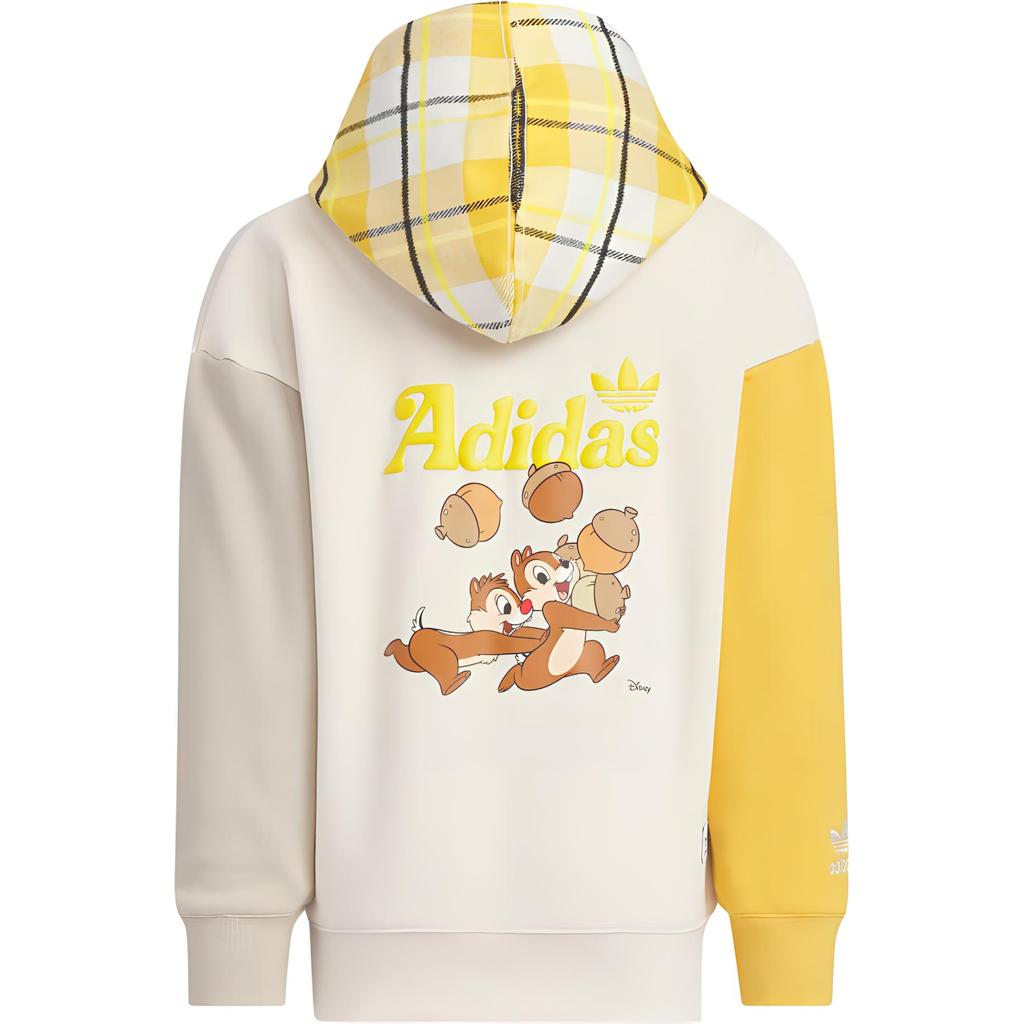 adidas Originals Kids Off-White and Yellow Color Block Disney Chip 'n Dale Hoodie JC6807