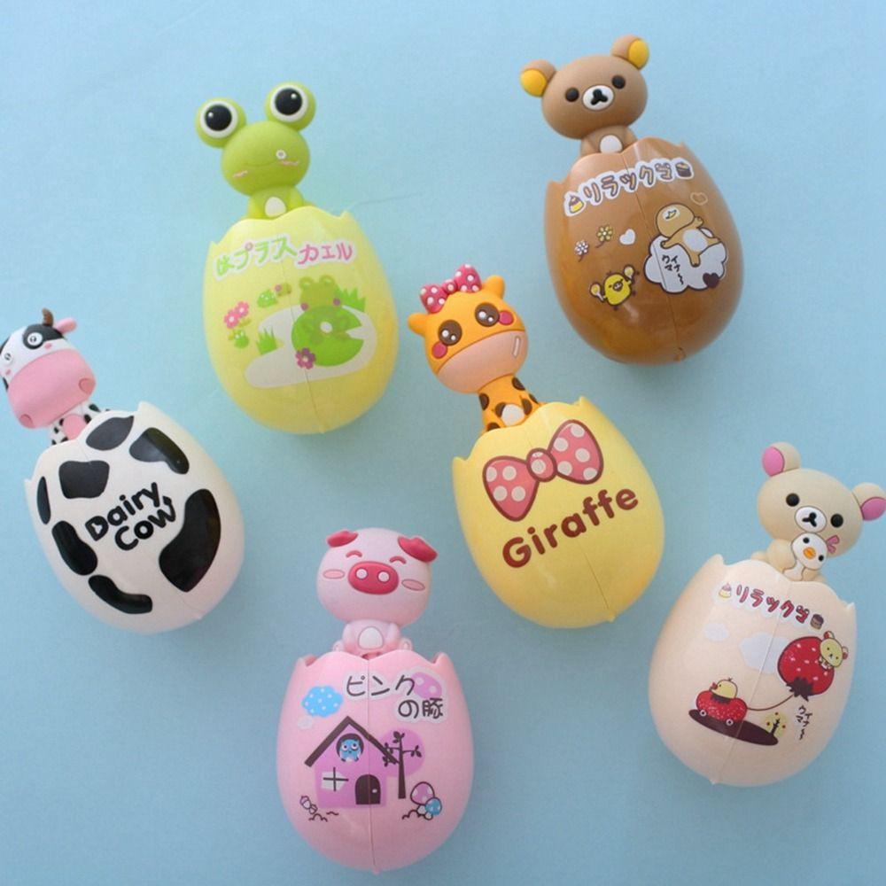 Kunststoff Tier Ei-förmigen Zahnbürstenhalter Cartoon Doppel Saugnapf Tier Kinder Zahnbürstenhalter Antibakterielle