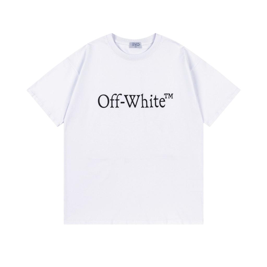 Off-White 2025 Spring/Summer New Large Letter Printed Pattern Round Neck Hooded Short Sleeved Men's and Women's T-shirts