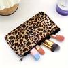2pcs Makeup Bag Leopard Print Makeup Bag Horizontal Square Zipper Women's Makeup Bag Portable Travel Toiletry Bag