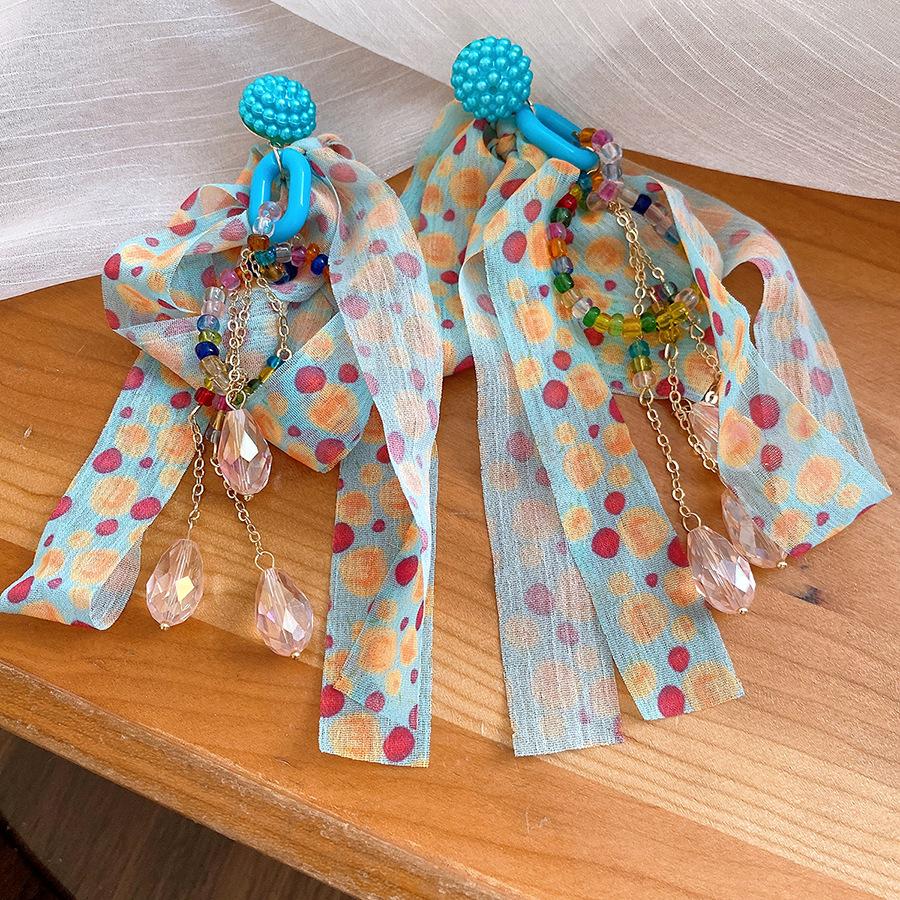 

Silver needle chiffon bow shell pendant earrings niche fashion atmosphere earrings small fresh holiday style earrings