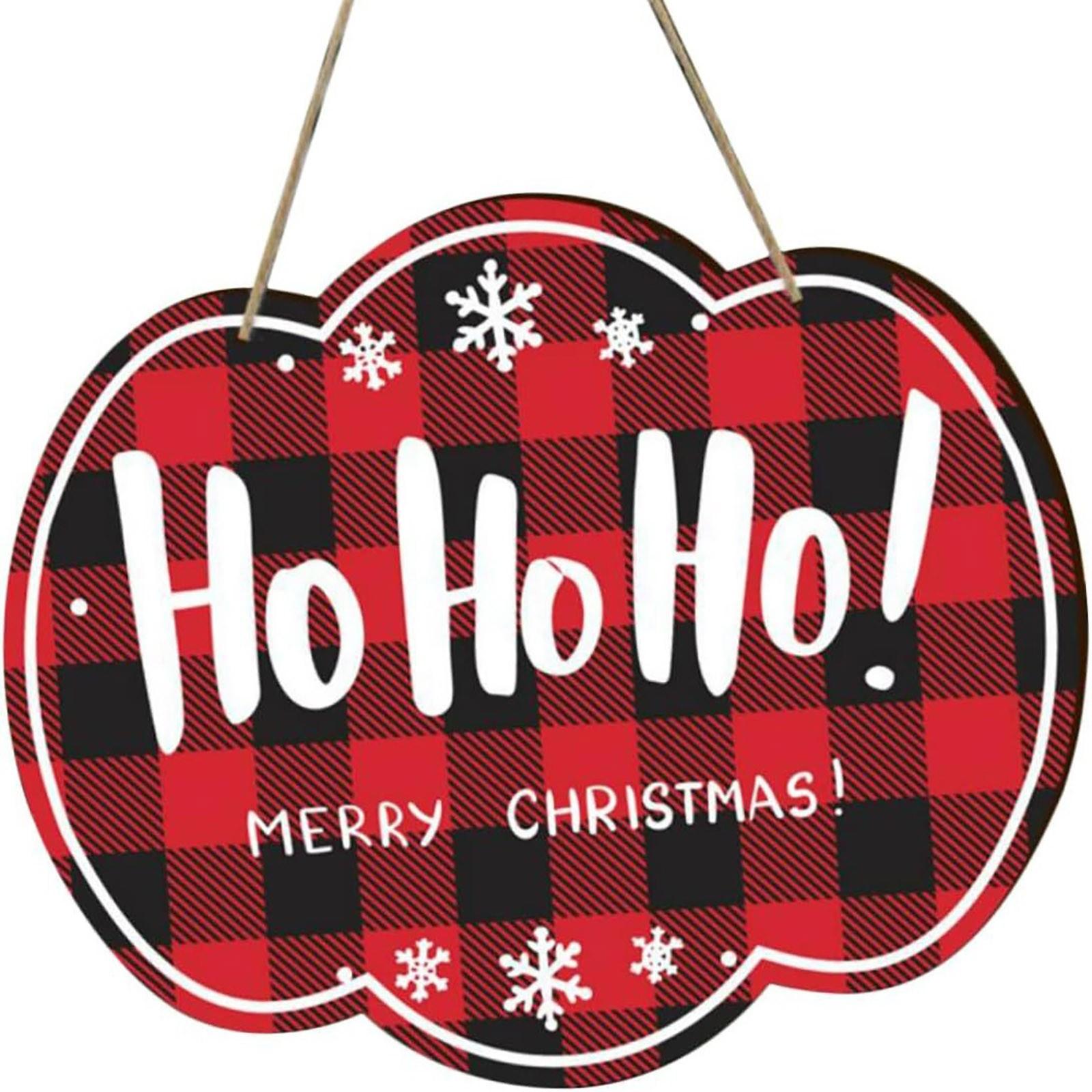 

Рождественский деревянный дверной знак, красный клетчатый круглый дизайн, идеально подходит для двери и стены, праздничное приветственное украшение One Size красный