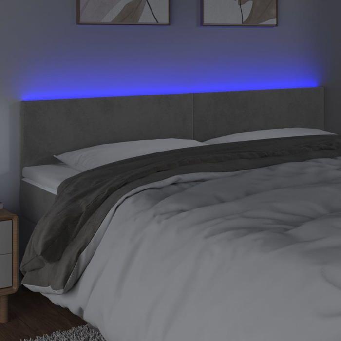VidaXL Tête de Lit à LED Meuble de Chambre à Coucher Accessoire de Lit Double Tête de Cadre de Lit Intérieur Gris Clair 3121392