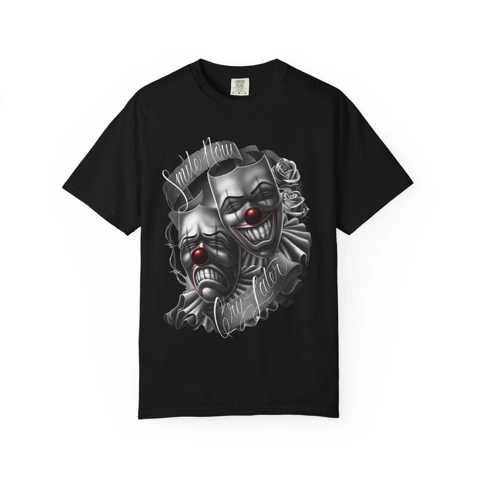 Smile Now Cry Later Unisex T-shirt, Happy Sad Face Tee 3XL