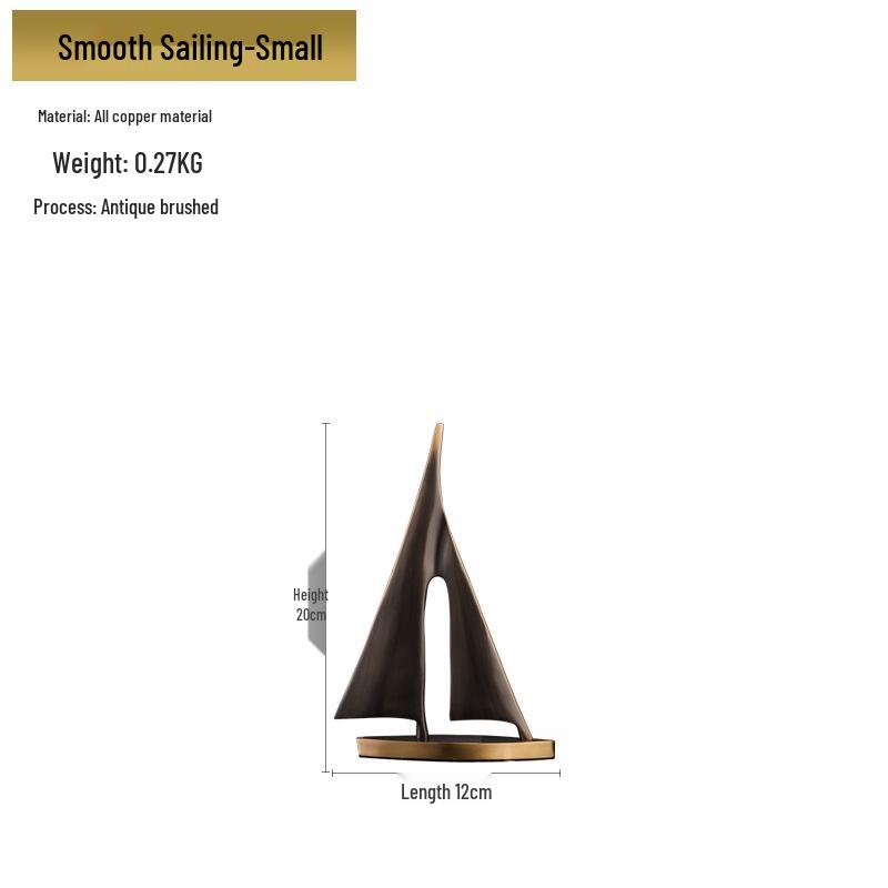High-End Copper Sailboat Ornament: Creative Metal Decoration Gift