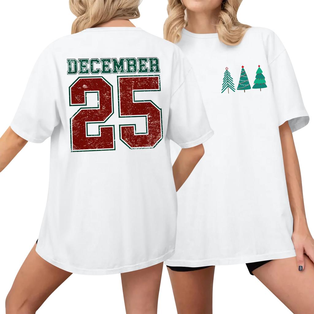 Dámské ležérní tištěné tričko s kulatým výstřihem, svetr s krátkým rukávem