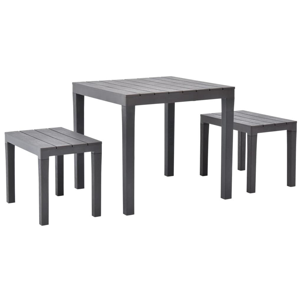 Outdoor Table Set with 2 Benches Plastic Brown