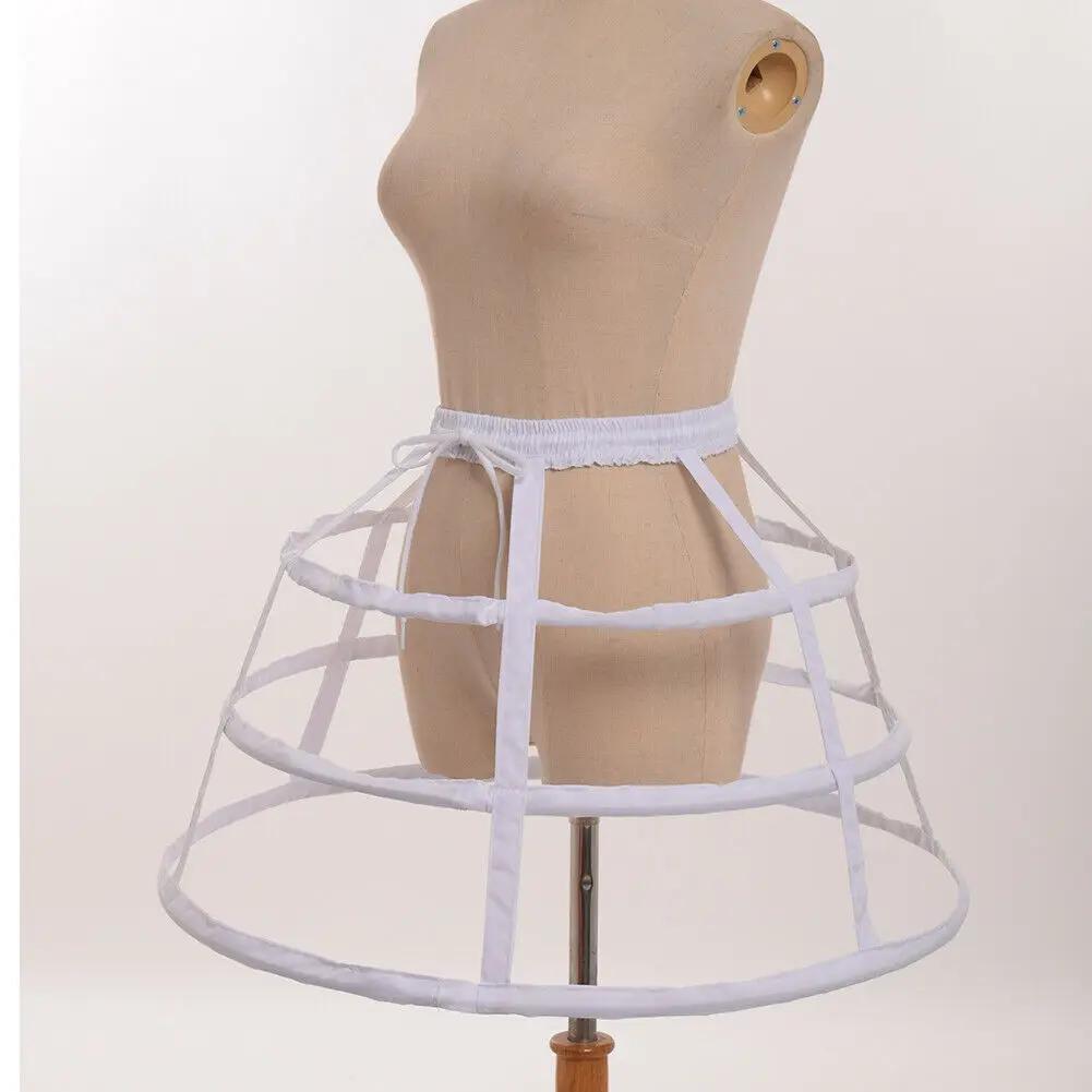 Mädchen 3 Reifen Krinoline Käfig Bustle Unterrock Damen Verstellbare Pannier für Kleid abnehmbare Schleppe Hochzeitsrock Krinoline BAUMWOLLE