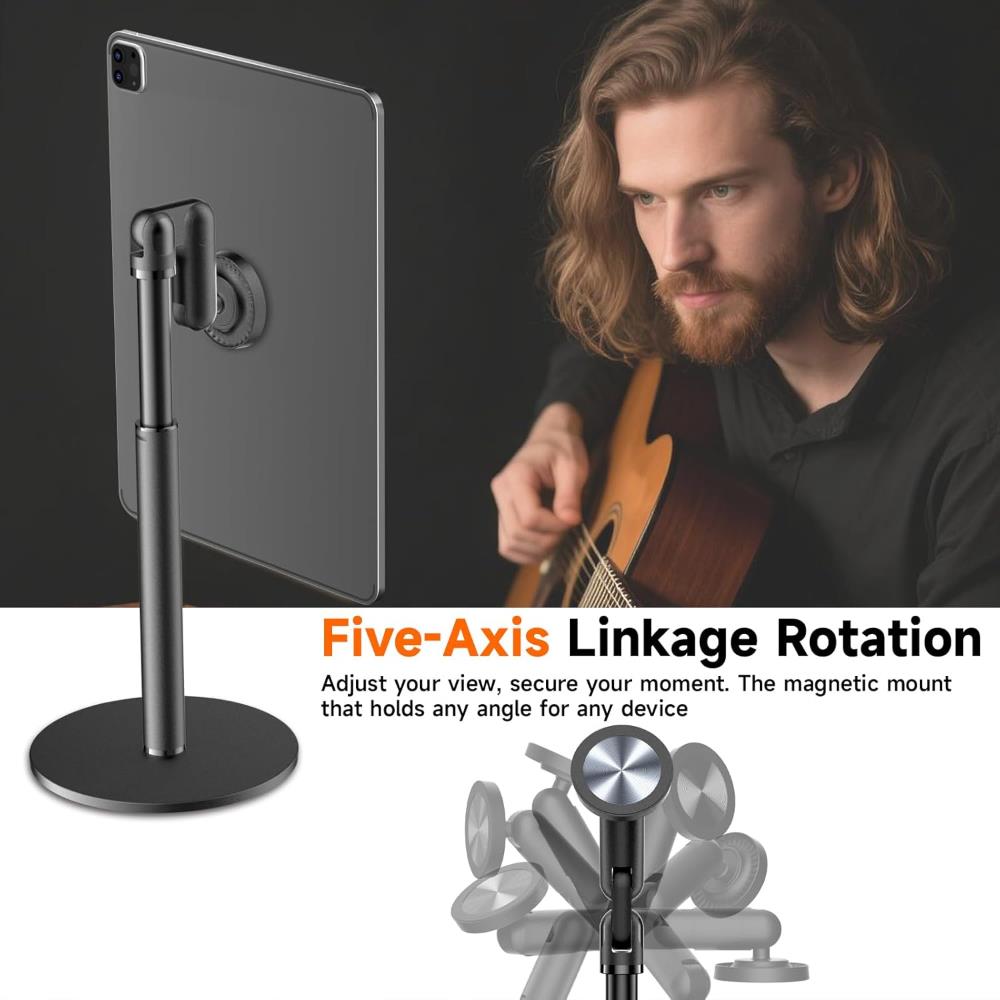 5-Axis Magnetic Phone Tablet Stand 360° Horizontal Rotation Secure Adhesion Portable Office Stand with Height Adjustment 7